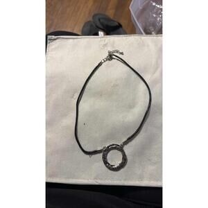 Bvlgari Save The Children Sterling Silver Black Cord Necklace Circle Pendant